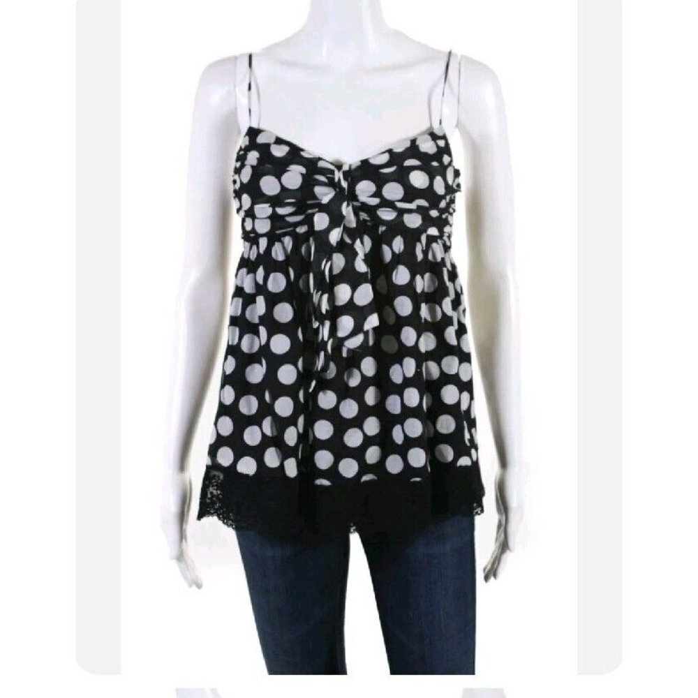 Robert Rodriguez Black Label Polka Dot Top Size 4 Spagetti Straps Cotton Silk